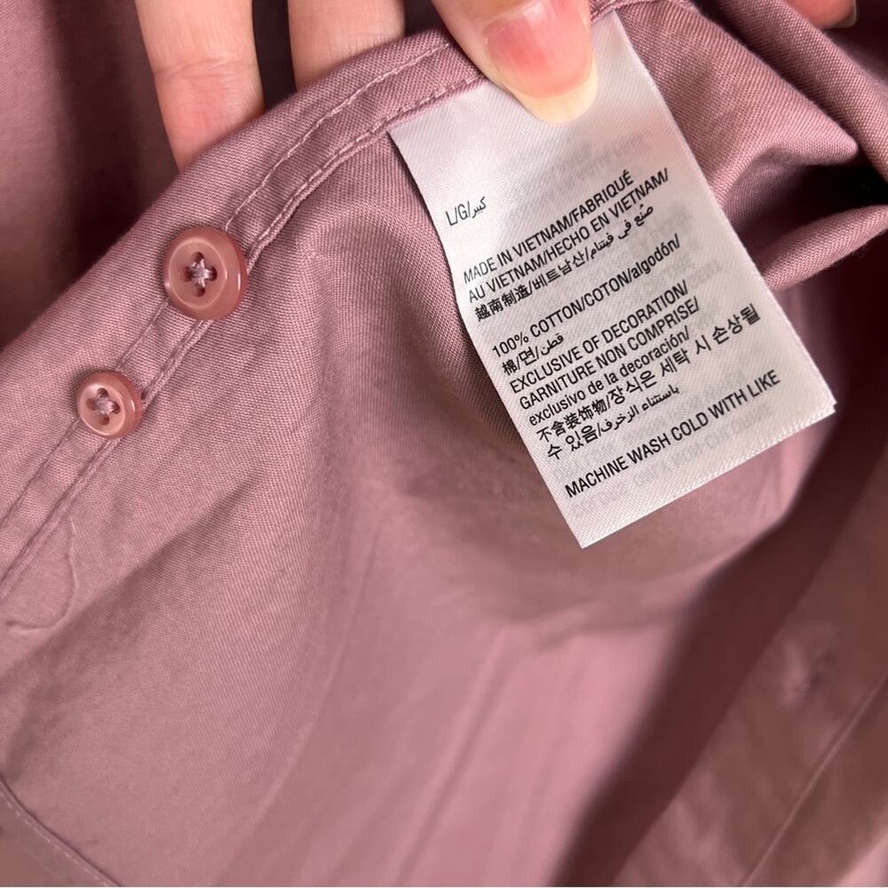 INC Mauve Pink Long Sleeve Button Up Shirt L Velvet Stripe Special Occasion - Picture 4 of 5